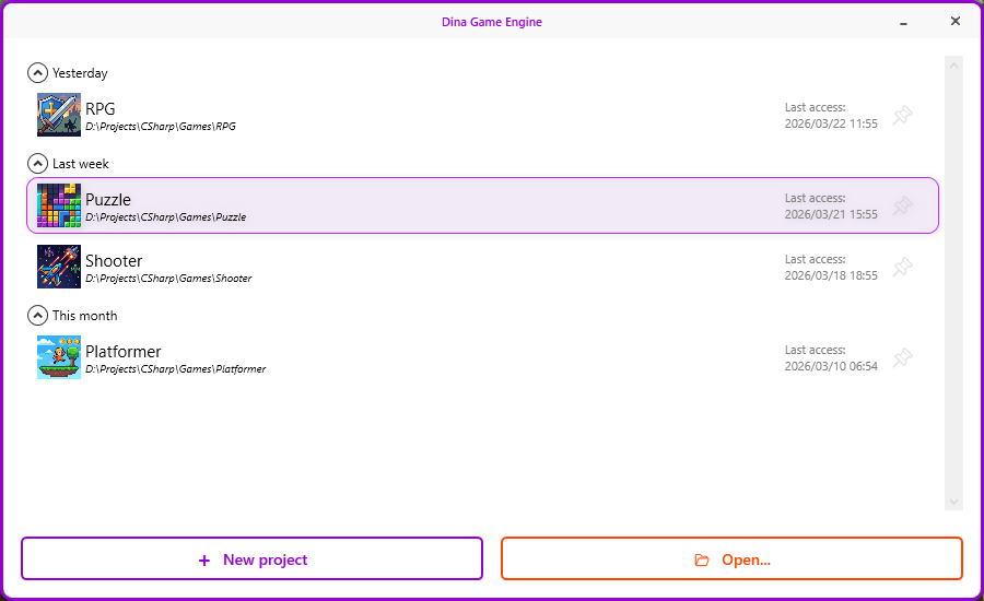 Dina Game Engine - Startup